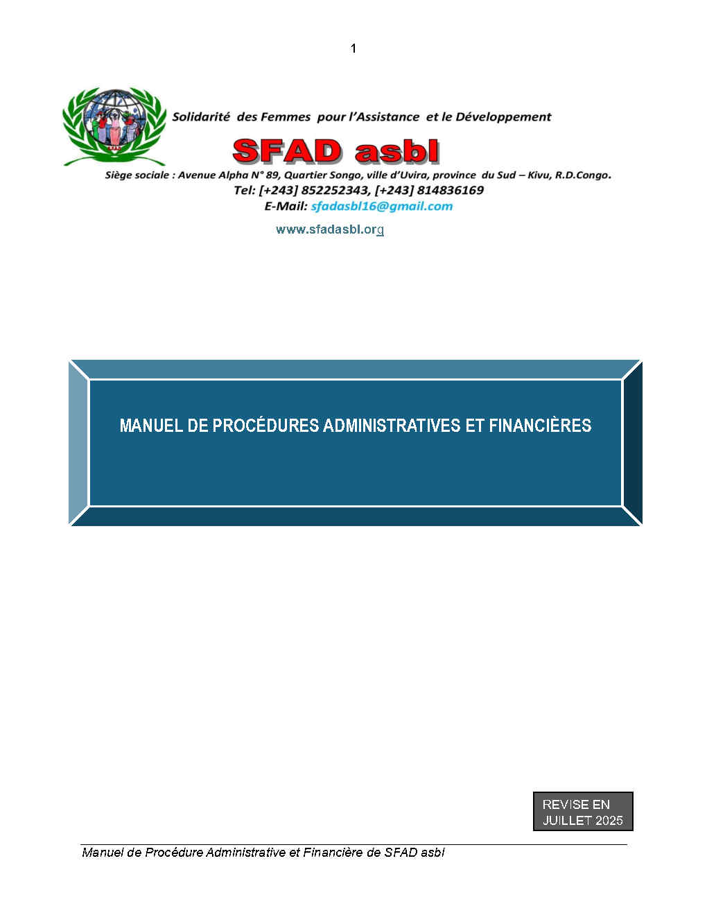 MANUEL DE PROCEDURE ADMINISTRATIF ET FINANCIER